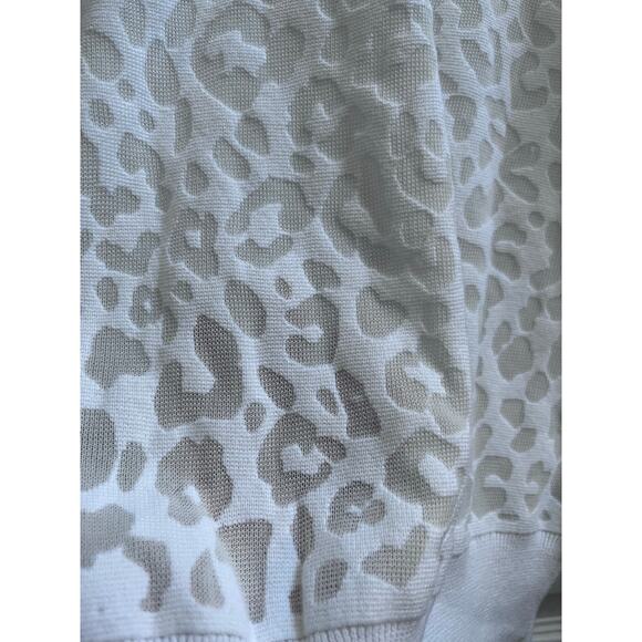 Theory White Cotton Blend Semi Sheer Textured Crew Neck Sweater Petite Size - Picture 5 of 10